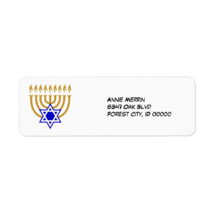 Menorah and the Star of David Label
