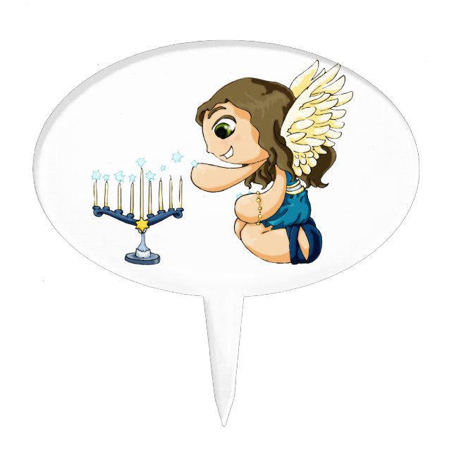 Menorah Angel Cake Topper (Front)