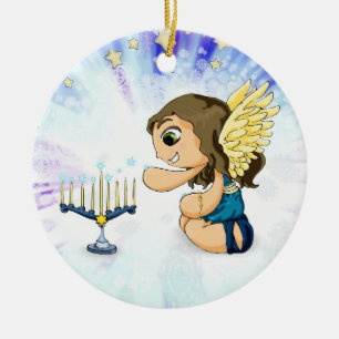Menorah Angel Ceramic Ornament