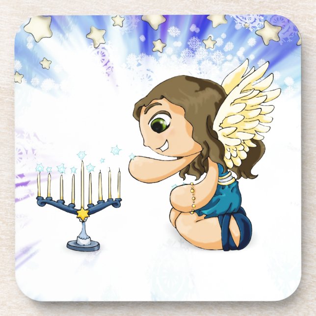 Menorah Angel Drink Coaster (Front)