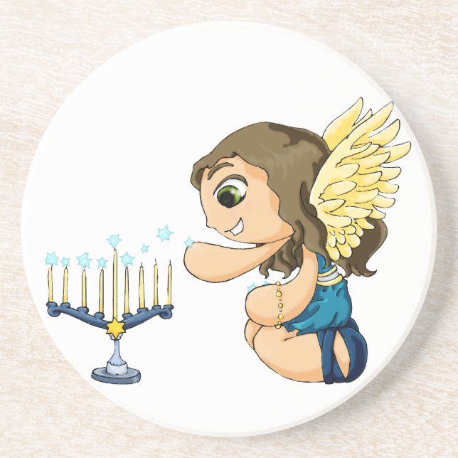 Menorah Angel Drink Coaster (Front)