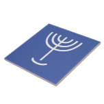 Menorah Blue White Ceramic Tile<br><div class="desc">Menorah Paleo Hebrew lettering. Personalize by adding your own name. To make this your own design 'Click to Customize Further" … or 'Transfer this design' to print the same design onto a different product. Where does the Menorah come from? It comes from the Bible, in the book of Exodus, chapter...</div>