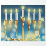 Menorah Candlesticks  Wrapping Paper<br><div class="desc">Decorated for the Jewish Holidays the menorah also symbolizes the creation in seven days,  with the center light representing the Sabbath.</div>