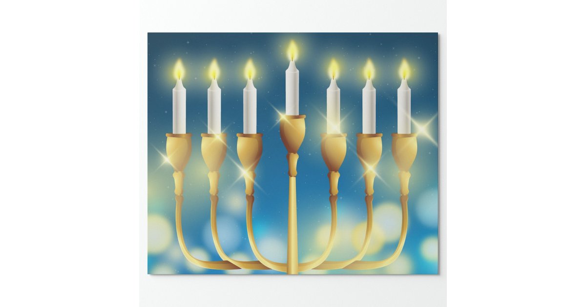 Menorah Candlesticks Wrapping Paper Zazzle