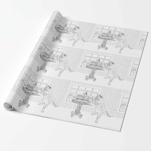 Menorah Cat Coloring Gift Wrap