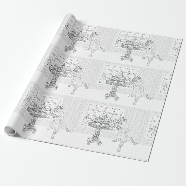 Menorah Cat Coloring Gift Wrap (Unrolled)