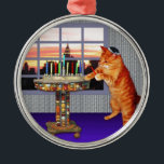 menorah cat.jpg metal ornament<br><div class="desc">Not just for Chanukah any more - this pretty ginger lights the candles because a great miracle happened here!</div>