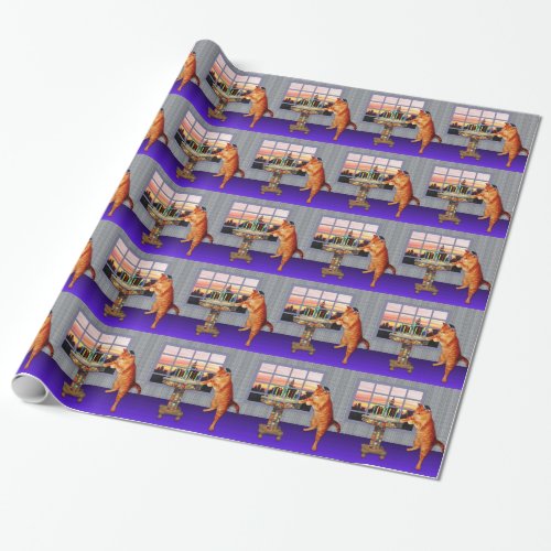 menorah catjpg wrapping paper