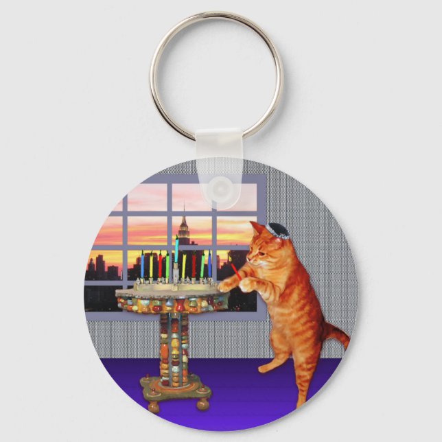 Menorah Cat Keychain (Front)