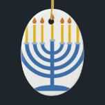 Menorah Ceramic Ornament<br><div class="desc">The Menorah design is beautiful and bright and fills you to the brim with holiday spirit and is perfect on gifts, table runners, kitchen linens, home decor and on all things Hanukkah!</div>