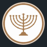 Menorah Classic Round Sticker<br><div class="desc">This is a bronze Menorah,  a traditional Jewish symbol,  for Hanukkah or any occasion.</div>