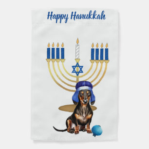 Menorah Dachshund Garden Flag