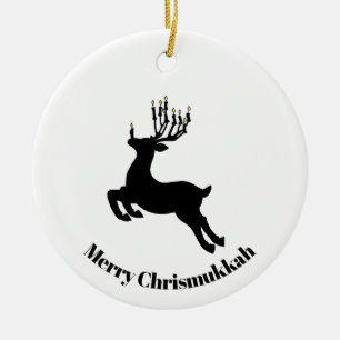 Menorah Deer Silhouette Chrismukkah Ornament      