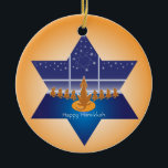 Menorah Dogs_Happy Hanukkah_Merry Xmas Ceramic Ornament<br><div class="desc"></div>