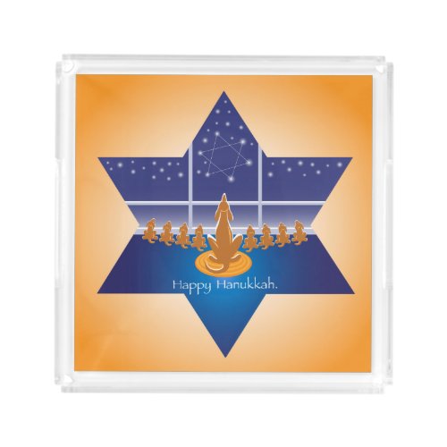 Menorah Dogs_Happy Hanukkah_Star of David_orange Acrylic Tray