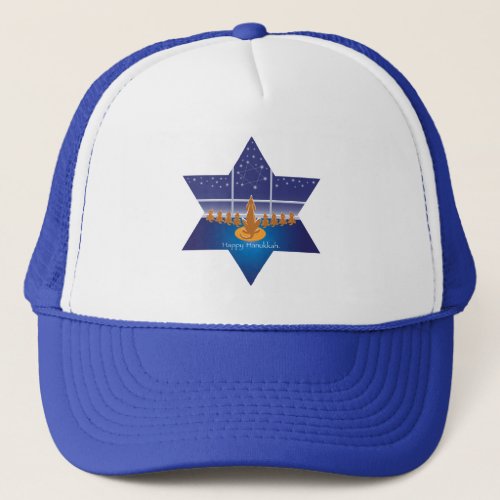 Menorah Dogs_Happy Hanukkah_Star of David Trucker Hat