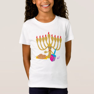 Menorah & Dreidel Girls' Bella Fitted Babydoll Tee