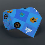 Menorah dreidels star neck tie<br><div class="desc">Celebrate eight days and eight nights of the Festival of Lights with Hanukkah cards and gifts. The festival of lights is here. Light the menorah, play with the dreidel and feast on latkes and sufganiyots. Celebrate the spirit of Hanukkah with friends, family and loved ones by wishing them Happy Hanukkah....</div>