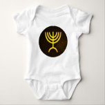 Menorah Flame Baby Bodysuit<br><div class="desc">A digital rendering of the Jewish seven-branched menorah (Hebrew: מְנוֹרָה‎). The seven-branched menorah, used in the portable sanctuary set up by Moses in the wilderness and later in the Temple in Jerusalem, has been a symbol of Judaism since ancient times and is the emblem on the coat of arms of...</div>