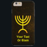Menorah Flame Tough iPhone 6 Plus Case<br><div class="desc">A brown and gold digital rendering of the Jewish seven-branched menorah (Hebrew: מְנוֹרָה‎). Add your own text. The seven-branched menorah, used in the portable sanctuary set up by Moses in the wilderness and later in the Temple in Jerusalem, has been a symbol of Judaism since ancient times and is the...</div>