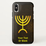 Menorah Flame iPhone XS Case<br><div class="desc">A brown and gold digital rendering of the Jewish seven-branched menorah (Hebrew: מְנוֹרָה‎). Add your own text. The seven-branched menorah, used in the portable sanctuary set up by Moses in the wilderness and later in the Temple in Jerusalem, has been a symbol of Judaism since ancient times and is the...</div>