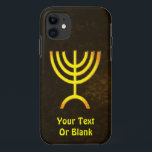 Menorah Flame iPhone 11 Case<br><div class="desc">A brown and gold digital rendering of the Jewish seven-branched menorah (Hebrew: מְנוֹרָה‎). Add your own text. The seven-branched menorah, used in the portable sanctuary set up by Moses in the wilderness and later in the Temple in Jerusalem, has been a symbol of Judaism since ancient times and is the...</div>