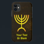 Menorah Flame iPhone 11 Case<br><div class="desc">A brown and gold digital rendering of the Jewish seven-branched menorah (Hebrew: מְנוֹרָה‎). Add your own text. The seven-branched menorah, used in the portable sanctuary set up by Moses in the wilderness and later in the Temple in Jerusalem, has been a symbol of Judaism since ancient times and is the...</div>