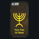 Menorah Flame Tough iPhone 6 Case<br><div class="desc">A brown and gold digital rendering of the Jewish seven-branched menorah (Hebrew: מְנוֹרָה‎). Add your own text. The seven-branched menorah, used in the portable sanctuary set up by Moses in the wilderness and later in the Temple in Jerusalem, has been a symbol of Judaism since ancient times and is the...</div>