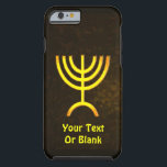 Menorah Flame Tough iPhone 6 Case<br><div class="desc">A brown and gold digital rendering of the Jewish seven-branched menorah (Hebrew: מְנוֹרָה‎). Add your own text. The seven-branched menorah, used in the portable sanctuary set up by Moses in the wilderness and later in the Temple in Jerusalem, has been a symbol of Judaism since ancient times and is the...</div>