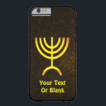 Menorah Flame Barely There iPhone 6 Case<br><div class="desc">A brown and gold digital rendering of the Jewish seven-branched menorah (Hebrew: מְנוֹרָה‎). Add your own text. The seven-branched menorah, used in the portable sanctuary set up by Moses in the wilderness and later in the Temple in Jerusalem, has been a symbol of Judaism since ancient times and is the...</div>
