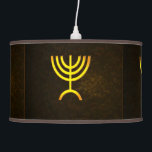 Menorah Flame Ceiling Lamp<br><div class="desc">A brown and gold digital rendering of the Jewish seven-branched menorah (Hebrew: מְנוֹרָה‎). The seven-branched menorah, used in the portable sanctuary set up by Moses in the wilderness and later in the Temple in Jerusalem, has been a symbol of Judaism since ancient times and is the emblem on the coat...</div>