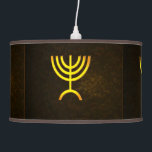 Menorah Flame Ceiling Lamp<br><div class="desc">A brown and gold digital rendering of the Jewish seven-branched menorah (Hebrew: מְנוֹרָה‎). The seven-branched menorah, used in the portable sanctuary set up by Moses in the wilderness and later in the Temple in Jerusalem, has been a symbol of Judaism since ancient times and is the emblem on the coat...</div>