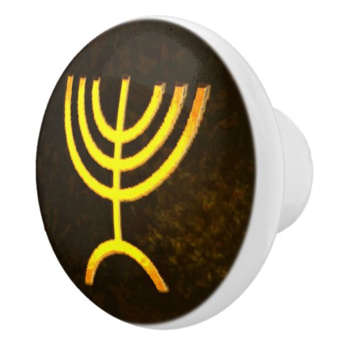 Menorah Flame Ceramic Knob