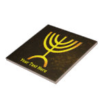 Menorah Flame Ceramic Tile<br><div class="desc">A digital rendering of the Jewish seven-branched menorah (Hebrew: מְנוֹרָה). Customize by adding your own text. The seven-branched menorah, used in the portable sanctuary set up by Moses in the wilderness and later in the Temple in Jerusalem, has been a symbol of Judaism since ancient times and is the emblem...</div>