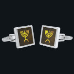 Menorah Flame Cufflinks<br><div class="desc">A brown and gold digital rendering of the Jewish seven-branched menorah (Hebrew: מְנוֹרָה‎). The seven-branched menorah, used in the portable sanctuary set up by Moses in the wilderness and later in the Temple in Jerusalem, has been a symbol of Judaism since ancient times and is the emblem on the coat...</div>