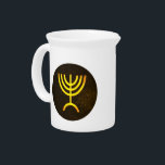 Menorah Flame Drink Pitcher<br><div class="desc">A digital rendering of the Jewish seven-branched menorah (Hebrew: מְנוֹרָה). The seven-branched menorah, used in the portable sanctuary set up by Moses in the wilderness and later in the Temple in Jerusalem, has been a symbol of Judaism since ancient times and is the emblem on the coat of arms of...</div>