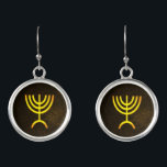 Menorah Flame Earrings<br><div class="desc">A brown and gold digital rendering of the Jewish seven-branched menorah (Hebrew: מְנוֹרָה‎). The seven-branched menorah, used in the portable sanctuary set up by Moses in the wilderness and later in the Temple in Jerusalem, has been a symbol of Judaism since ancient times and is the emblem on the coat...</div>