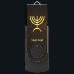 Menorah Flame Flash Drive<br><div class="desc">A brown and gold digital rendering of the Jewish seven-branched menorah (Hebrew: מְנוֹרָה‎). Add your own text. The seven-branched menorah, used in the portable sanctuary set up by Moses in the wilderness and later in the Temple in Jerusalem, has been a symbol of Judaism since ancient times and is the...</div>