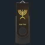 Menorah Flame Flash Drive<br><div class="desc">A brown and gold digital rendering of the Jewish seven-branched menorah (Hebrew: מְנוֹרָה‎). Add your own text. The seven-branched menorah, used in the portable sanctuary set up by Moses in the wilderness and later in the Temple in Jerusalem, has been a symbol of Judaism since ancient times and is the...</div>