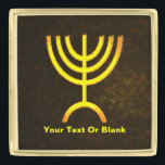 Menorah Flame Gold Finish Lapel Pin<br><div class="desc">A brown and gold digital rendering of the Jewish seven-branched menorah (Hebrew: מְנוֹרָה‎). Add your own text. The seven-branched menorah, used in the portable sanctuary set up by Moses in the wilderness and later in the Temple in Jerusalem, has been a symbol of Judaism since ancient times and is the...</div>