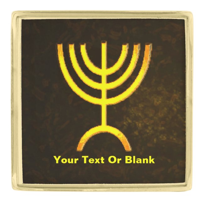 Menorah Flame Gold Finish Lapel Pin (Front)