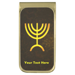 Menorah Flame Gold Finish Money Clip