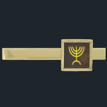 Menorah Flame Gold Finish Tie Clip<br><div class="desc">A brown and gold digital rendering of the Jewish seven-branched menorah (Hebrew: מנורה‎). The seven-branched menorah, used in the portable sanctuary set up by Moses in the wilderness and later in the Temple in Jerusalem, has been a symbol of Judaism since ancient times and is the emblem on the coat...</div>