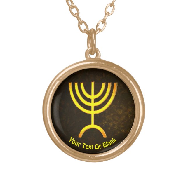 Menorah Flame Gold Plated Necklace (Front)