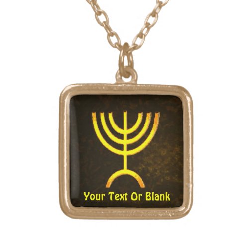 Menorah Flame Gold Plated Necklace