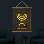 Menorah Flame Hanging Tapestry<br><div class="desc">A brown and gold digital rendering of the Jewish seven-branched menorah (Hebrew: מְנוֹרָה‎). Customize by adding your own text. The seven-branched menorah, used in the portable sanctuary set up by Moses in the wilderness and later in the Temple in Jerusalem, has been a symbol of Judaism since ancient times and...</div>