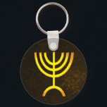 Menorah Flame Keychain<br><div class="desc">A brown and gold digital rendering of the Jewish seven-branched menorah (Hebrew: מְנוֹרָה‎). The seven-branched menorah, used in the portable sanctuary set up by Moses in the wilderness and later in the Temple in Jerusalem, has been a symbol of Judaism since ancient times and is the emblem on the coat...</div>