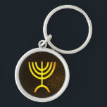 Menorah Flame Keychain<br><div class="desc">A digital rendering of the Jewish seven-branched menorah (Hebrew: מְנוֹרָה). The seven-branched menorah, used in the portable sanctuary set up by Moses in the wilderness and later in the Temple in Jerusalem, has been a symbol of Judaism since ancient times and is the emblem on the coat of arms of...</div>