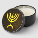 Menorah Flame Mini Candle Favors<br><div class="desc">A brown and gold digital rendering of the Jewish seven-branched menorah (Hebrew: מְנוֹרָה‎). The seven-branched menorah, used in the portable sanctuary set up by Moses in the wilderness and later in the Temple in Jerusalem, has been a symbol of Judaism since ancient times and is the emblem on the coat...</div>