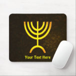 Menorah Flame Mouse Pad<br><div class="desc">A digital rendering of the Jewish seven-branched menorah (Hebrew: מְנוֹרָה‎). Customize by adding your own text. The seven-branched menorah, used in the portable sanctuary set up by Moses in the wilderness and later in the Temple in Jerusalem, has been a symbol of Judaism since ancient times and is the emblem...</div>